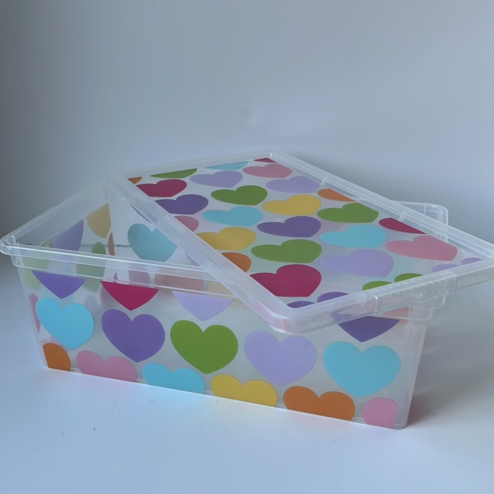 Multicolored Heart Bin with Lid (Medium) 💜💛💚🧡